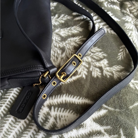 Coach Black Leather Crossbody with Gold-Tone Buckle - Picture 12 of 16